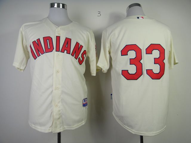 Men Cleveland Indians #33 Swisher Cream MLB Jerseys